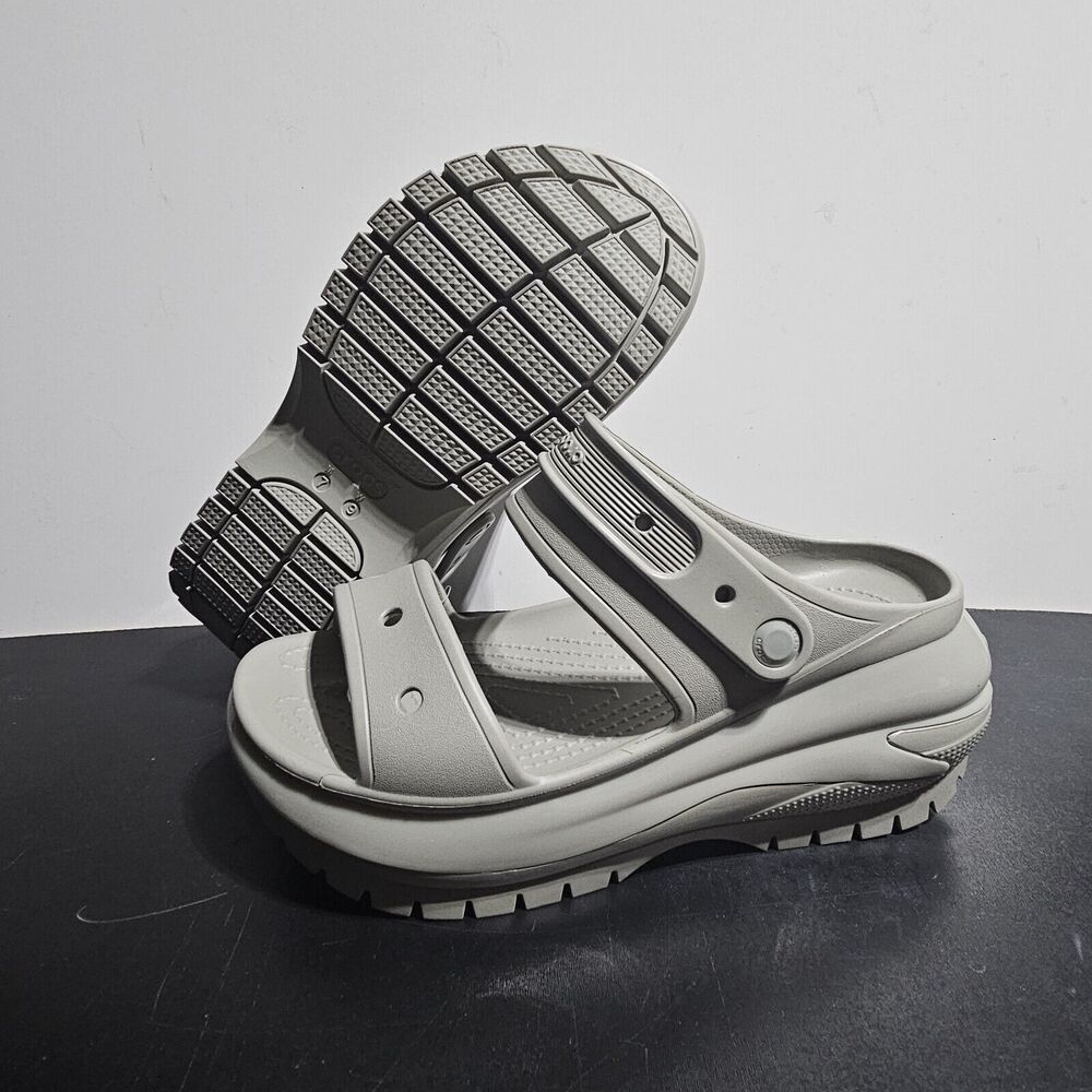 New Crocs Mega Crush Platform Comfort Sandals Elephant Gray Size Men's 7 Wmn's 9